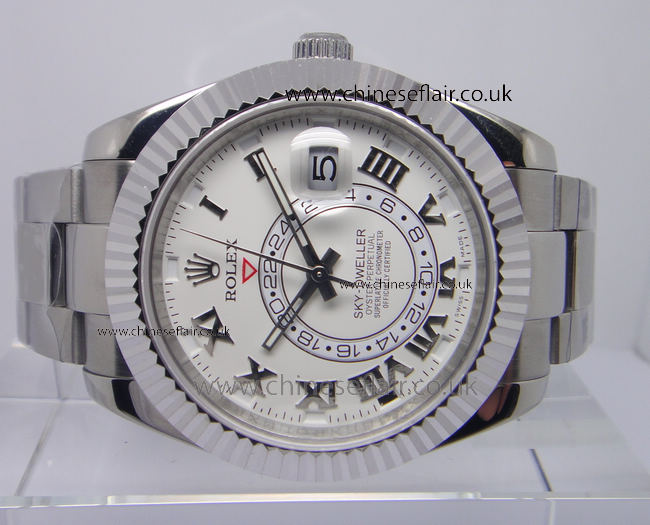 Copy Rolex Sky-Dweller 326939w SS White Face Watch 42mm Copy Rolex Sky-Dweller 326939w SS White Face Watch 42mm